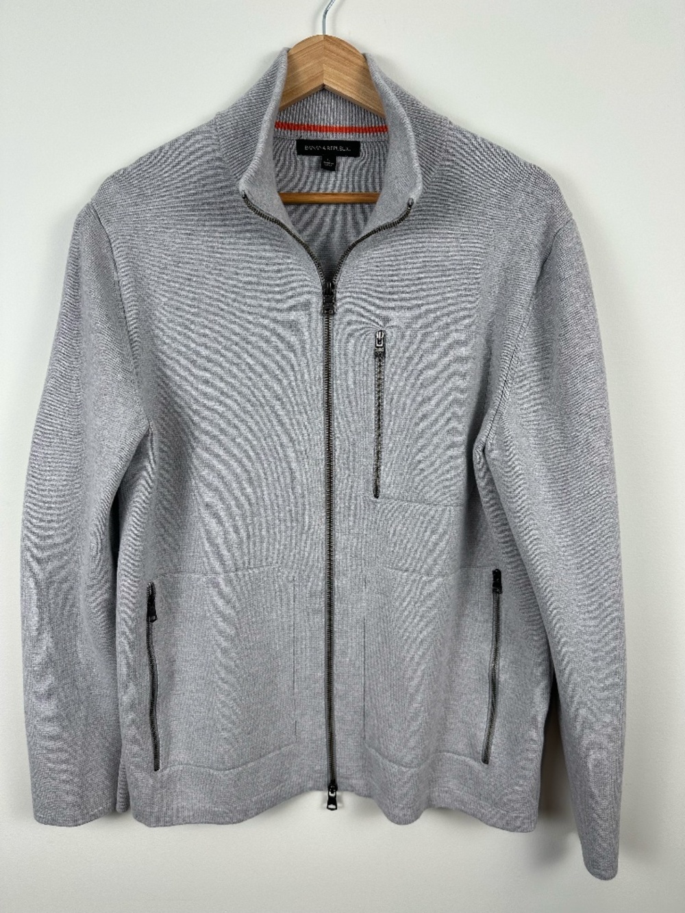 Banana Republic Men’s Gray Full Zip Sweater Jacket Cardigan Size Large